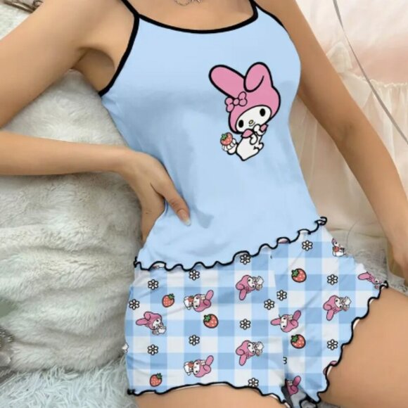 My Melody Pajama Cami & Short Set Blue NWT - Picture 1 of 3